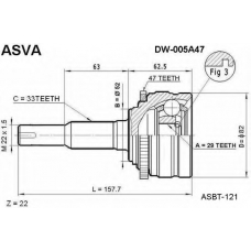 DW-005A47 ASVA Шарнирный комплект, приводной вал