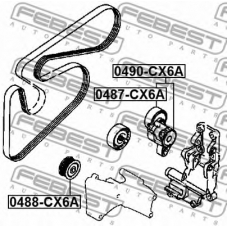 0490-CX6A FEBEST Натяжитель ремня, клиновой зубча