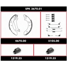 SPK 3670.01 WOKING Комплект тормозов, барабанный тормозной механизм