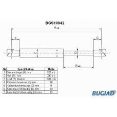 BGS10942 BUGIAD Газовая пружина, крышка багажник