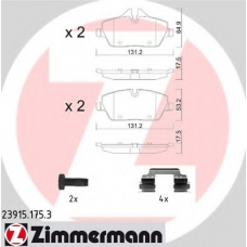 23915.175.3 ZIMMERMANN Комплект тормозных колодок, дисковый тормоз