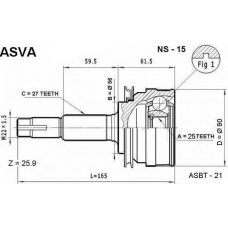 NS-15 ASVA Шарнирный комплект, приводной вал