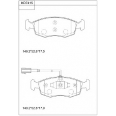 KD7415 ASIMCO Комплект тормозных колодок, дисковый тормоз