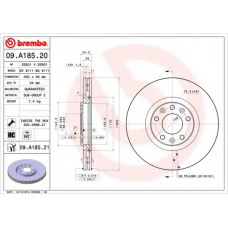 09.A185.21 BREMBO Тормозной диск