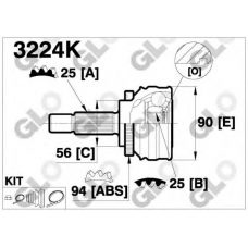 3224K GLO Шарнирный комплект, приводной вал