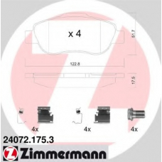 24072.175.3 ZIMMERMANN Комплект тормозных колодок, дисковый тормоз