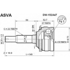 DW-152 ASVA Шарнирный комплект, приводной вал