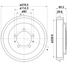 8DT 355 302-431 HELLA PAGID Тормозной барабан