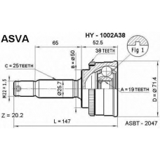 HY-1002A38 ASVA Шарнирный комплект, приводной вал