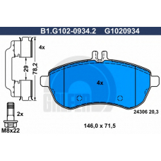 B1.G102-0934.2 GALFER Комплект тормозных колодок, дисковый тормоз