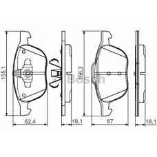 0 986 495 023 BOSCH Комплект тормозных колодок, дисковый тормоз