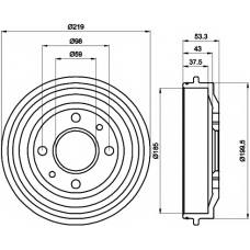 8DT 355 301-961 HELLA PAGID Тормозной барабан