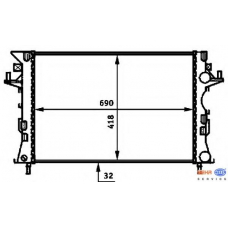 8MK 376 716-301 HELLA Радиатор, охлаждение двигателя