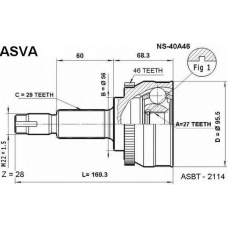 NS-40A46 ASVA Шарнирный комплект, приводной вал