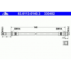 83.6113-0140.3 ATE Тормозной шланг
