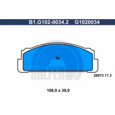 B1.G102-0034.2 GALFER Комплект тормозных колодок, дисковый тормоз