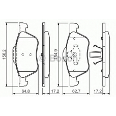 0 986 494 396 BOSCH Комплект тормозных колодок, дисковый тормоз