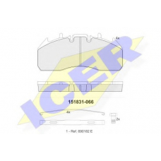 151831 ICER Комплект тормозных колодок, дисковый тормоз