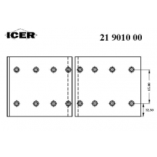 21 9010 00 ICER Комплект тормозных башмаков, барабанные тормоза