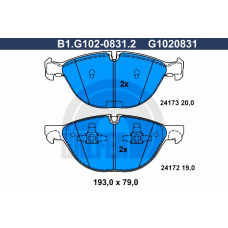 B1.G102-0831.2 GALFER Комплект тормозных колодок, дисковый тормоз