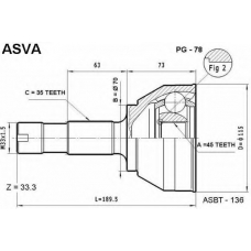 PG-78 ASVA Шарнирный комплект, приводной вал