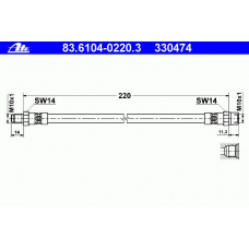 83.6104-0220.3 ATE Тормозной шланг