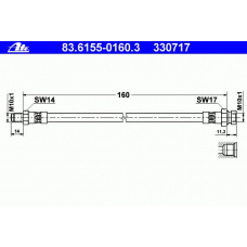 83.6155-0160.3 ATE Тормозной шланг