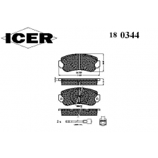 180344 ICER Комплект тормозных колодок, дисковый тормоз