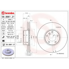 09.8961.21 BREMBO Тормозной диск