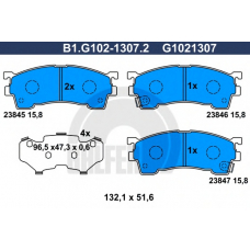 B1.G102-1307.2 GALFER Комплект тормозных колодок, дисковый тормоз