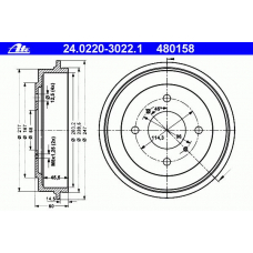24.0220-3022.1 ATE Тормозной барабан