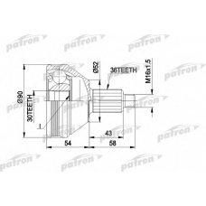 PCV1414 PATRON Шарнирный комплект, приводной вал