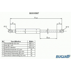 BGS10567 BUGIAD Газовая пружина, крышка багажник