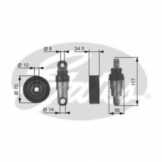 T38243 GATES Натяжной ролик, поликлиновой  ремень