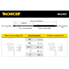 ML5421 MONROE Газовая пружина, капот