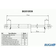 BGS10539 BUGIAD Газовая пружина, крышка багажник