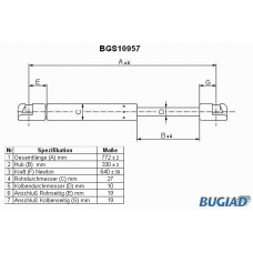 BGS10957 BUGIAD Газовая пружина, крышка багажник