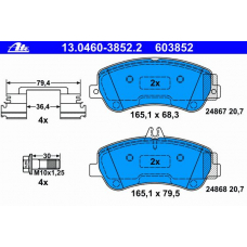 13.0460-3852.2 ATE Комплект тормозных колодок, дисковый тормоз