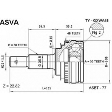 TY-GXWA48 ASVA Шарнирный комплект, приводной вал