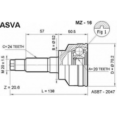 MZ-16 ASVA Шарнирный комплект, приводной вал