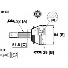 10.136 PEX Шарнир, приводной вал