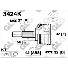 3424K GLO Шарнирный комплект, приводной вал
