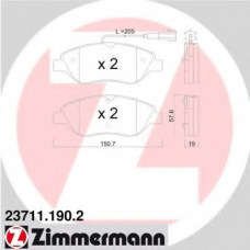 23711.190.2 ZIMMERMANN Комплект тормозных колодок, дисковый тормоз