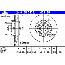 24.0128-0139.1 ATE Тормозной диск