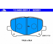 13.0460-5891.2 ATE Комплект тормозных колодок, дисковый тормоз