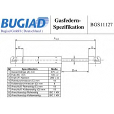 BGS11127 BUGIAD Газовая пружина, капот