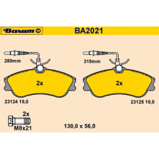 BA2021 BARUM Комплект тормозных колодок, дисковый тормоз