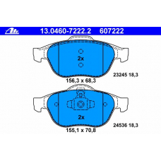 13.0460-7222.2 ATE Комплект тормозных колодок, дисковый тормоз