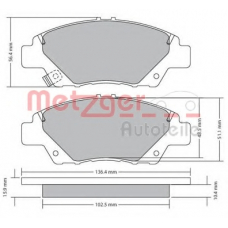 1170367 METZGER Комплект тормозных колодок, дисковый тормоз