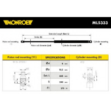 ML5333 MONROE Газовая пружина, капот